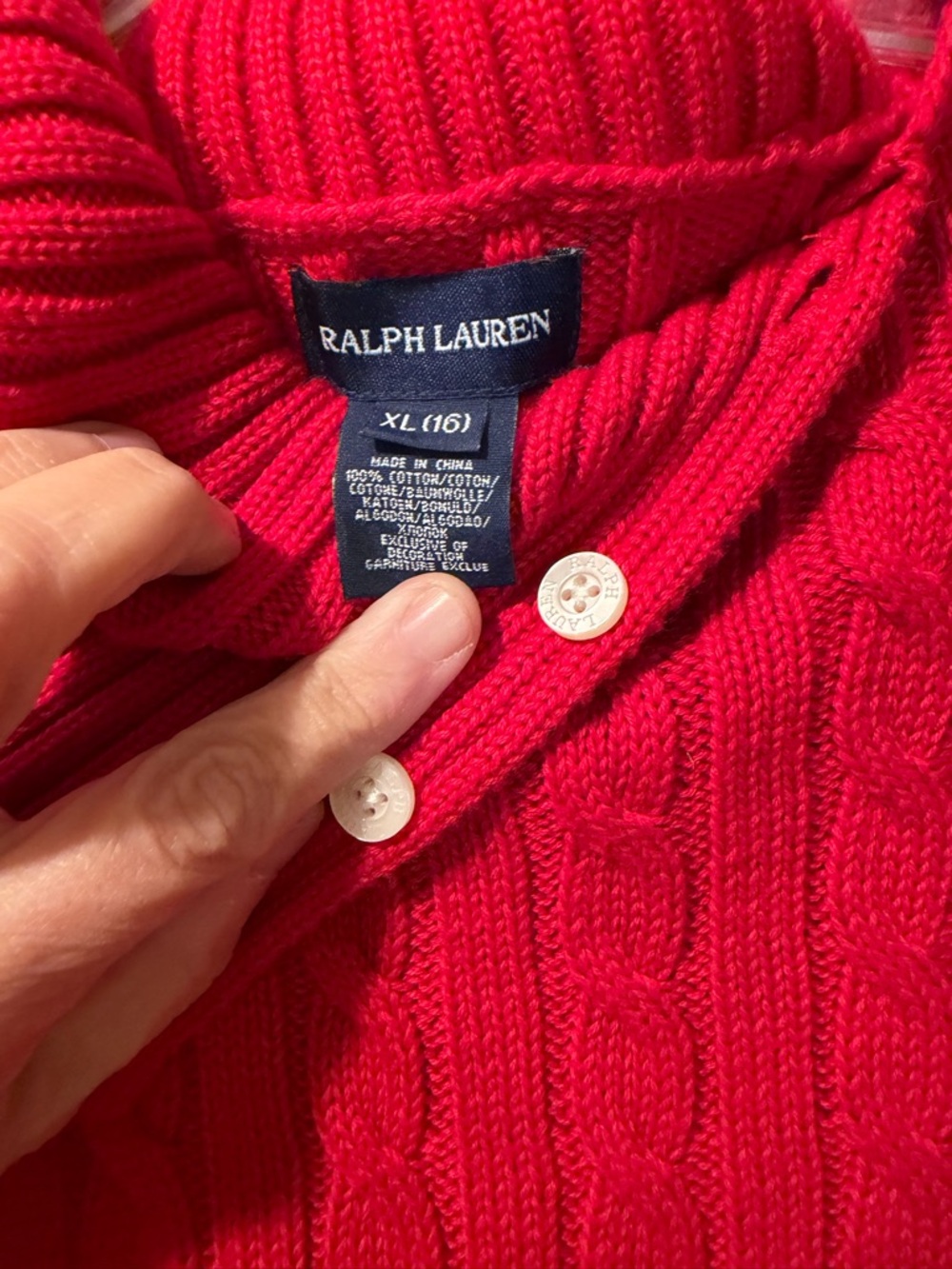 Ralph Lauren Short-Sleeve Cable Knit Dress in Vivid Red Girls XL 16 - Picture 4 of 4